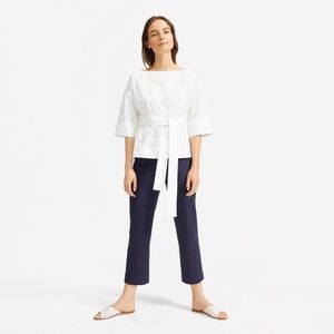 Everlane poplin belted blouse